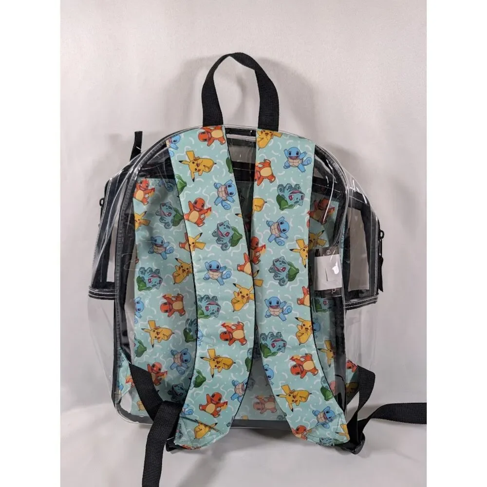 Pokemon Clear Backpack Pikachu Charmander Squirtle Bulbasaur Aqua PVC